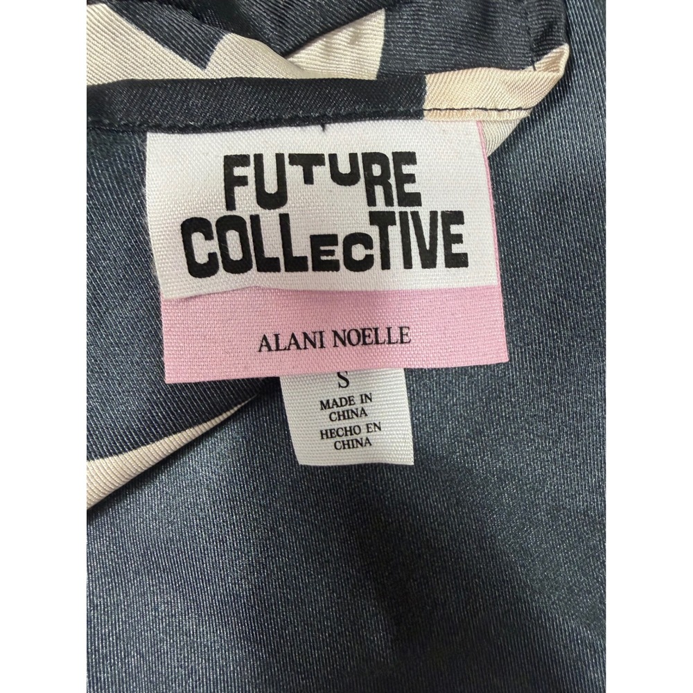 Future Collective x Alani Noelle Satin Scarf Black Cream Abstract - Picture 8 of 11